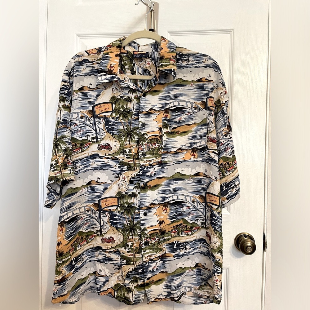 Men’s short sleeve button down shirt  with pocket 212 NYC Hawaiian tradition XL